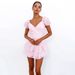 New European And American Cross-border Summer Dress With Bow, Elegant Puff Sleeves, Floral Print, V-neck, Short Style, 2_ecoleips.com