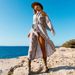 Women's Rayon Geometric Print Loose Beach Cover-Up Sun Protection Kimono Swimwear Bikini Wrap S/M/L (Free Size)_ecoleips.com