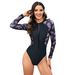 Aria Basics European And American Foreign Trade Surfing 2024 Swimming Triangle One-piece Diving Suit Long-sleeve Printed_ecoleips.com