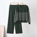 Women's Slimming Wide Leg Pants And Knitted Top Set Korean Style Two Piece Autumn/Winter Clothing_ecoleips.com