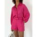 Niche Dragon Fruit Color Commute Women's Spring/Summer Set: Short Pants & Shirt Two-Piece_ecoleips.com