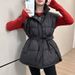 Women's Long Vest Coat With Belt Stand Collar Loose Fit Casual Outerwear For Autumn Winter Fashion Trends_ecoleips.com