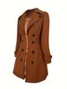 Elegant Women's Double Breasted Woolen Coat Solid Color European American Style Spring Autumn Winter Regular Fit Fashion Overcoat_ecoleips.com