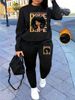 Women's Autumn And Winter Hip-hop Casual Street Personality Pattern Printed Round Neck Sweatshirt+sports Pants Set-590_ecoleips.com