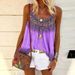 Women's Clothing Women's Loose Casual Round Neck Camisole Vest T-Shirt Hand Painted Print Style Summer Top_ecoleips.com