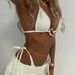 Women's Retro Solid Color Bikini Swimwear Set - Adjustable Ties, Comfortable Fit For Swimming & Beach_ecoleips.com