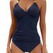 Women's Clothing Halter Neck Bikini Two Piece Solid Color Swimsuit Sexy Style Polyester_ecoleips.com