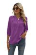 Verve Women's Spring Summer New Stand Collar Mid Sleeve Shirt Jacquard Pom-Pom Casual Loose Top_ecoleips.com