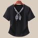 K V-neck Short Sleeved Women's T-shirt With New Scarf Design, Niche And Super Good-looking Temperament Top_ecoleips.com