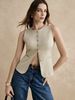 Summer European And American Women's Cross-Border New Commuter Simple Fashion Button Solid Color Casual Top Round Neck_ecoleips.com