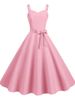 Women's Vintage 50s High Waist Summer Dress Elegant Spaghetti Strap Sundress For Evening Party Solid Color_ecoleips.com