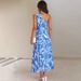 "Elegant Off-Shoulder Floral Print Maxi Dress For Women - A-Line Summer Vacation Dress With Backless Design, Breathable Polyester Blend, S/M/L/XL"_ecoleips.com