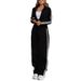 Women's Autumn/Winter Striped Patchwork Cardigan And High-Waisted Straight-Leg Pants Two-Piece Set_ecoleips.com
