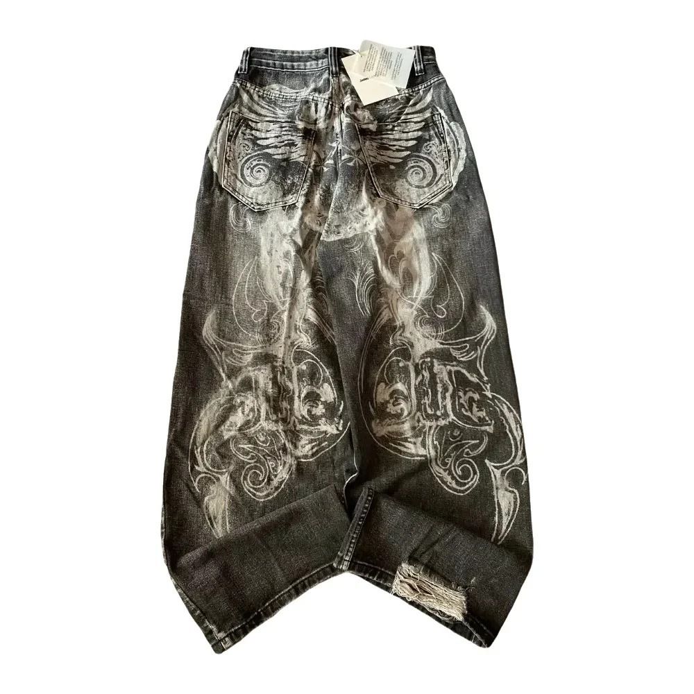 Men Women Retro High Street Style Washed Denim Jeans Straight Leg Trousers Y2K Trendy Brand_ecoleips.com
