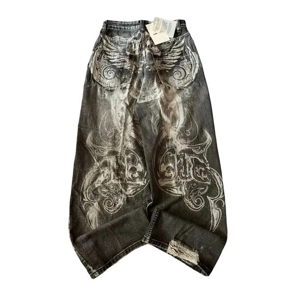 Men Women Retro High Street Style Washed Denim Jeans Straight Leg Trousers Y2K Trendy Brand_ecoleips.com