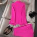 Retro Tailored Blazer & Slim Trousers Set – 2025 Korean-Inspired Office Aesthetic In 16 Colors | Stretch Ponte Fabric With Houndstooth Option_ecoleips.com