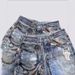 Women's Clothing Printed Flower Trompe L'oeil Vintage Distressed Heavy Low Waist Loose Jeans_ecoleips.com