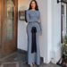 European And American Best-Selling Women's Clothing 2025 Early Autumn New Fashion Solid Color Ruched Waist Tie Long_ecoleips.com