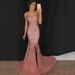 Women's Clothing Sexy Deep V Zipper Suspender Dress Slim Sequin Long Skirt_ecoleips.com