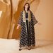 Muslim Dress Women Elegant Muslim Abaya Set With Embroidered Tulle & Gold Trim – Modest Long Sleeve Dress & Underskirt (5 Sizes)_ecoleips.com