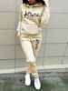 Women's Autumn/Winter Casual Fashion Dog Footprint Heart Pattern Printed Thick Fleece Warm Hoodie+Sports Pants Set-750_ecoleips.com