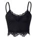 Lace Trim Ribbed V-Neck Camisole Women's Stretchy Sleeveless Top Flattering Black Fashion-Forward XS to XL_ecoleips.com