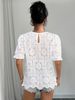 Women's Casual Lace Bubble Short Sleeve Shirt Top Hollowed Out Design Summer Fashion_ecoleips.com