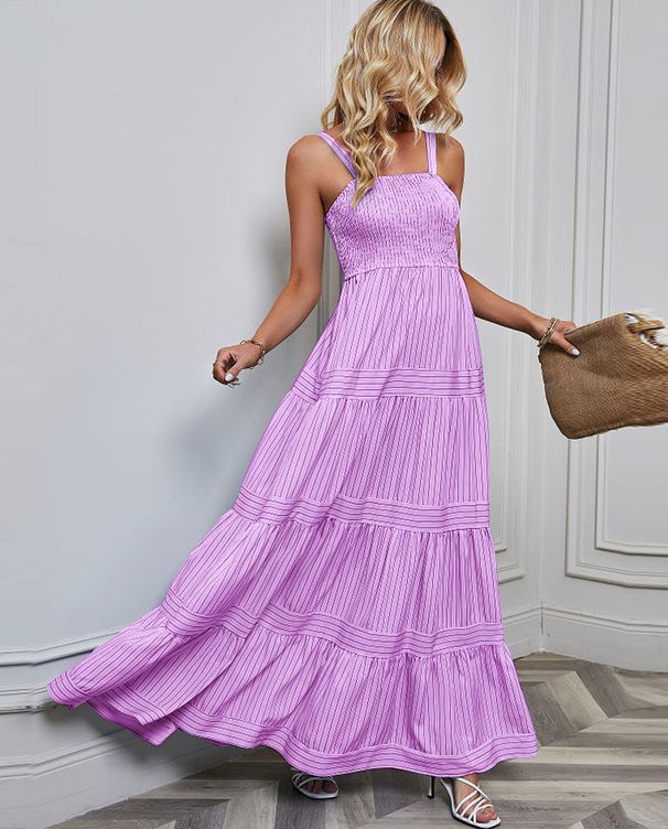 2026 Cross-Border Spring Summer New European And American Foreign Trade Women's Camisole Waist-Cinching Striped Vacation_ecoleips.com