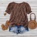 Cross-border Plus-size Women's Square-neck Printed Slimming Shirt T-shirt Top, Essential For Casual Gatherings, Travel,_ecoleips.com