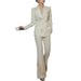 Women's Clothing Elegant Beaded Two-Piece Suit – V-Neck Jacket & High-Waisted Trousers Set"_ecoleips.com