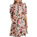 2024 New European And American Women's Fashion Summer Printed V-neck Puff Sleeve Dress_ecoleips.com