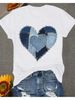 European And American Cross-border Foreign Trade Women's Clothing, Simple Heart-printed Round-neck Short-sleeve T-shirt_ecoleips.com