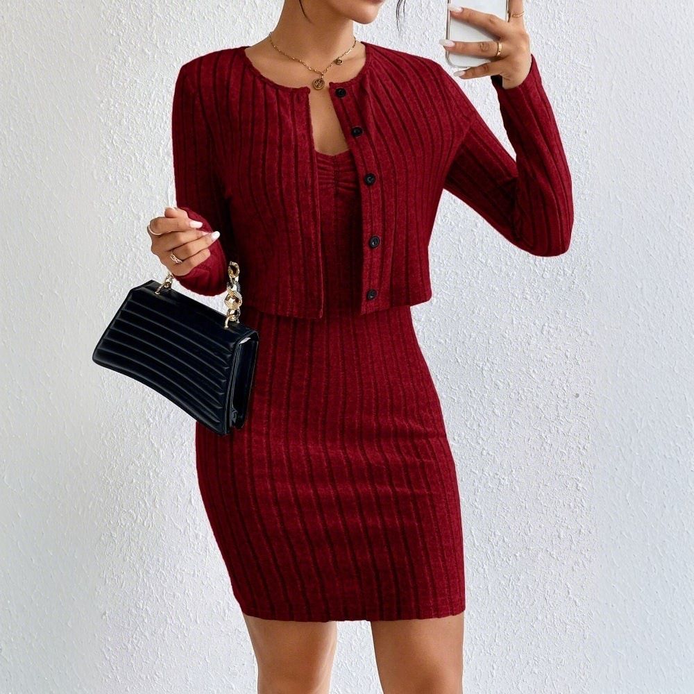 Women's Clothing pure desire fashion suit autumn and winter new slim short coat dress two piece suit_ecoleips.com