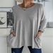 Women's Casual Long Sleeve T-Shirt Round Neck Pocket Detail Solid Color Spring/Summer New American Style_ecoleips.com