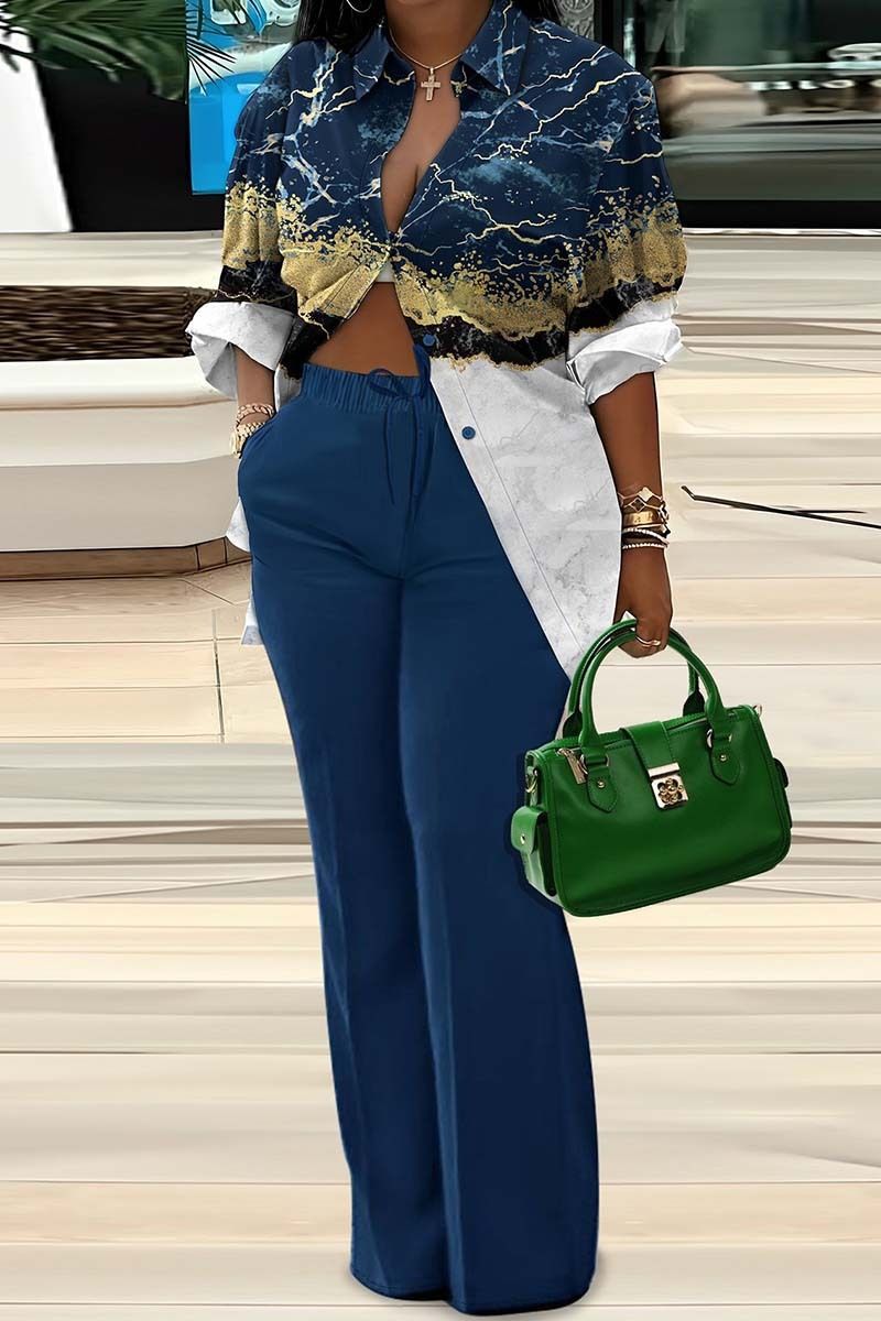 Women's Clothing Summer Lapel Pocket Casual Fashion Shirt Trousers Suit_ecoleips.com