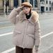 Women's Winter Padded Coat Fashionable Loose Fit Polyester Jacket With Faux Fur Collar Warm Outerwear For Cold Weather Black Beige Khaki Coffee Pink"_ecoleips.com