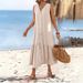 Women's Clothing Solid Color Cotton Sling Type Temperament Commuting Trend Long Skirt Loose Waist Dress_ecoleips.com