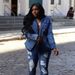Trendy Women's Double-Breasted Denim Blazer With Lion Lapel – Slim Fit Stretch Jacket For Spring, Black/Deep Blue/Light Blue (S-XXL)_ecoleips.com
