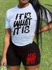 Summer Women's Casual Fashion Letter Printed Loose T-shirt+shorts Two-piece Sportswear Suitable For Daily Wear-121_ecoleips.com
