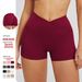 High-Waisted Women's Yoga Shorts Crossover Waistband Tight Fitting Pants For Outdoor Running And Cycling Sportswear_ecoleips.com