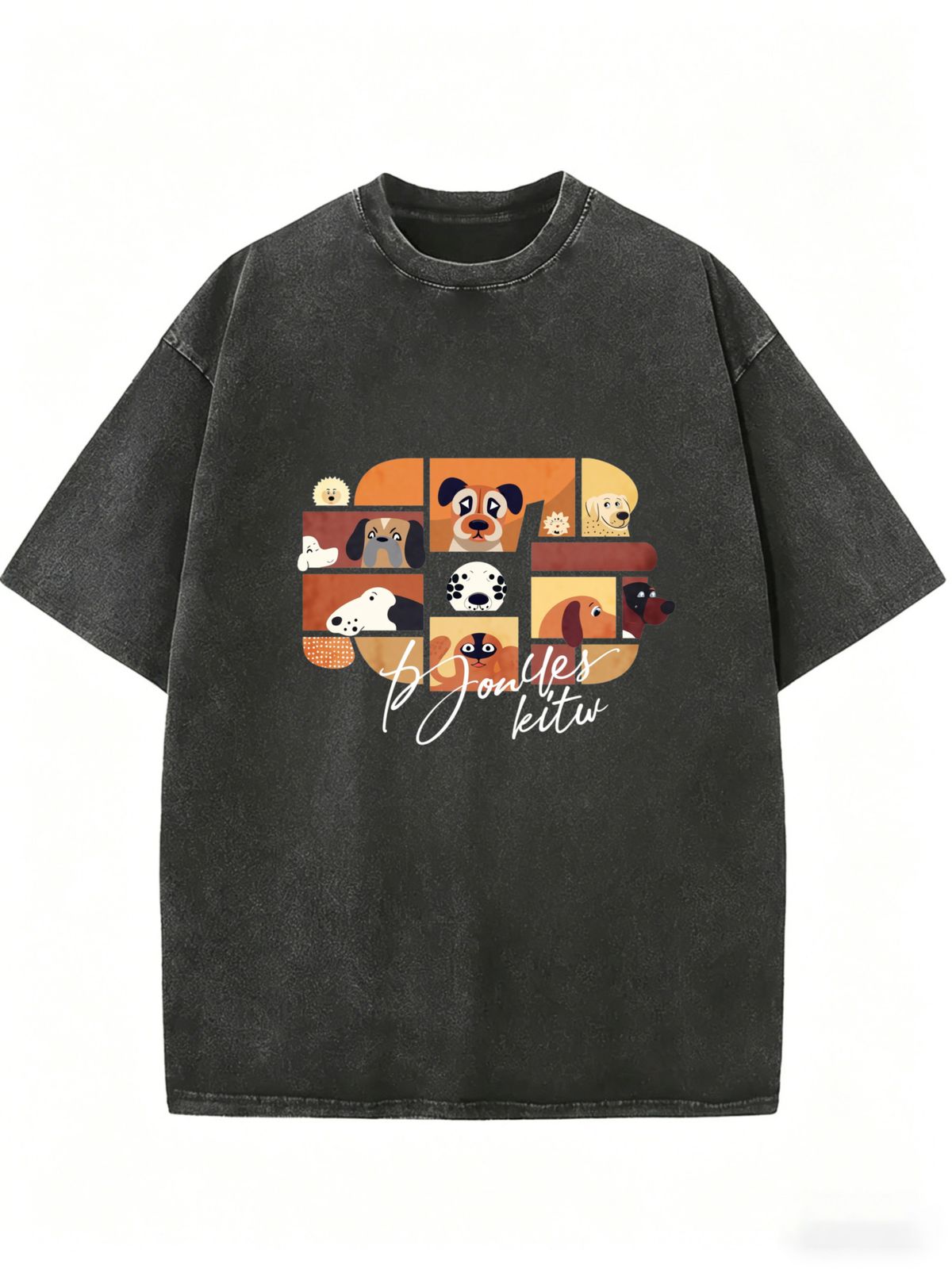 Vintage Washed Oversized T-Shirt For Women, Relaxed Fit Short Sleeve Crew Neck Casual Top For Daily Summer Wear_ecoleips.com