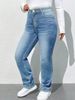 K Fashionable Casual Elastic Denim Straight Leg Pants_ecoleips.com