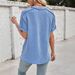 Women's Clothing New Twisted Stripe V Neck Bat Sleeve Splicing Slit Pullover T Shirt For Women_ecoleips.com