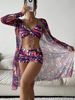 Verve Swimsuit Women Sexy Print Three-Piece Bikini Boxer Briefs Swimwear_ecoleips.com