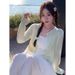Knitted Cardigan With Camisole For Women, Yellow Short Jacket, 2025 New Spring Style, High-end Feel, Thin Hollow-out_ecoleips.com