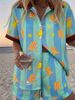 Women's Summer Print Collared Shirt And Shorts Set Short Sleeve Resort Style Clothing Markets_ecoleips.com