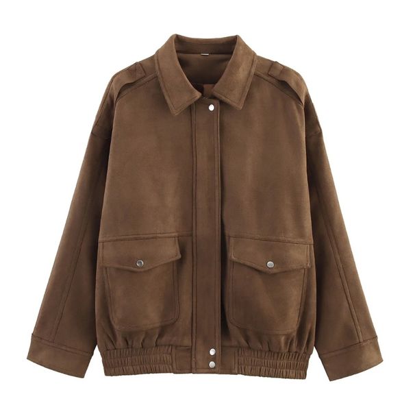 Soft Velvet-Touch Jacket - Oversized Casual Blazer For Women | Versatile & Stylish (Dark Brown/Light Brown, XS/S/M/L)_ecoleips.com