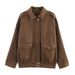 Soft Velvet-Touch Jacket - Oversized Casual Blazer For Women | Versatile & Stylish (Dark Brown/Light Brown, XS/S/M/L)_ecoleips.com