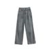 American Retro Distressed Jeans For Women, High-waisted, Slimming, Straight-leg, Wide-leg, Loose-fitting, Drapey,_ecoleips.com