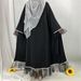 New Mesh Sleeves Hem Muslim Abaya Eid Long Dresses Black White Edge Kaftan Caftan Marocain Femme Fashion Modest Women Clothing_ecoleips.com